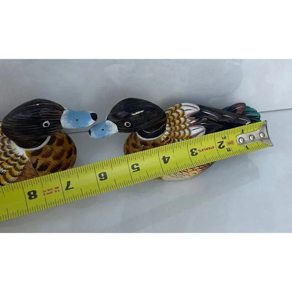 Two Small Duck Miniature Wood Carved Hand Painted Decoratives Mallard Decoy 4"x5 - Picture 8 of 16